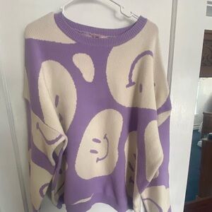 Purple Bailey rose happy face sweater.
